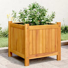 Houten plantenbak van massief acaciahout met nonwoven zak voor tuinieren - 42 x 42 x 40 cm / 1 - Bloempotten &