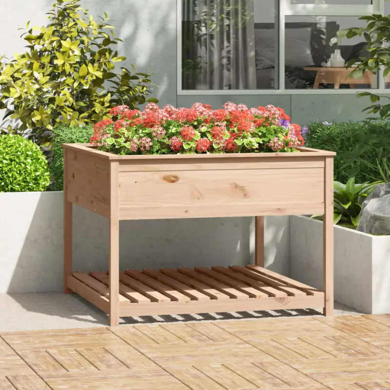 Houten plantenbak van massief grenenhout voor binnen en buiten - Naturel / 111.5 x 111.5 x 81 cm / 1 - Bloempotten &