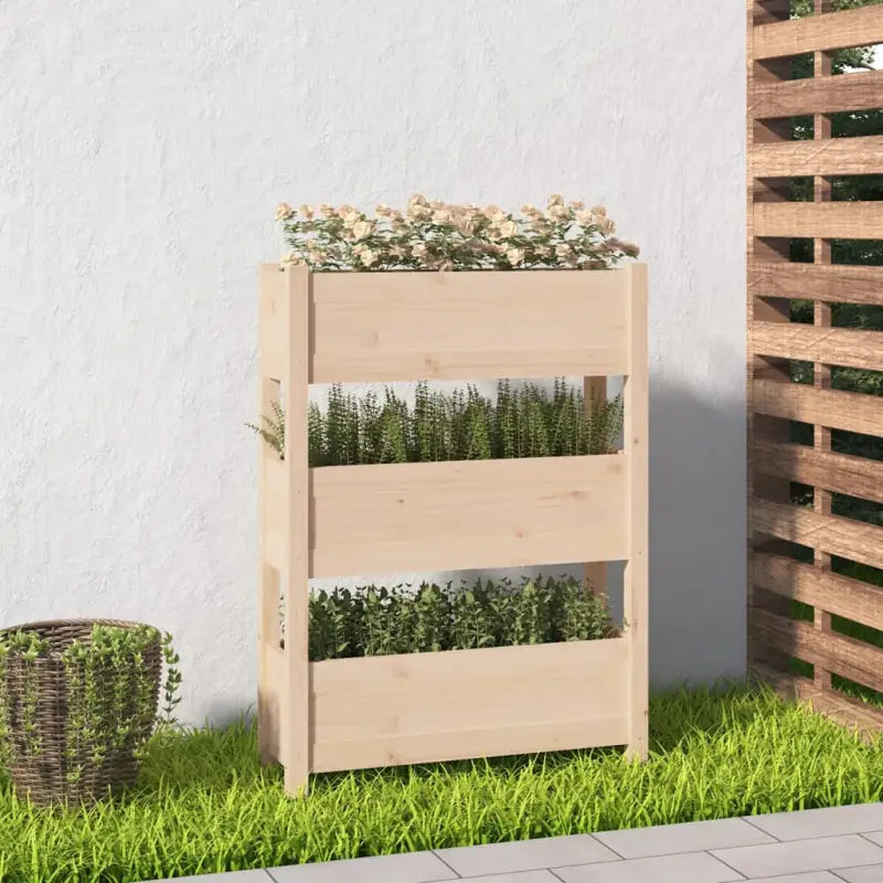 Houten plantenbak van massief grenenhout voor binnen en buiten gebruik - Naturel / 77 x 25 x 104.5 cm / 1 - Bloempotten