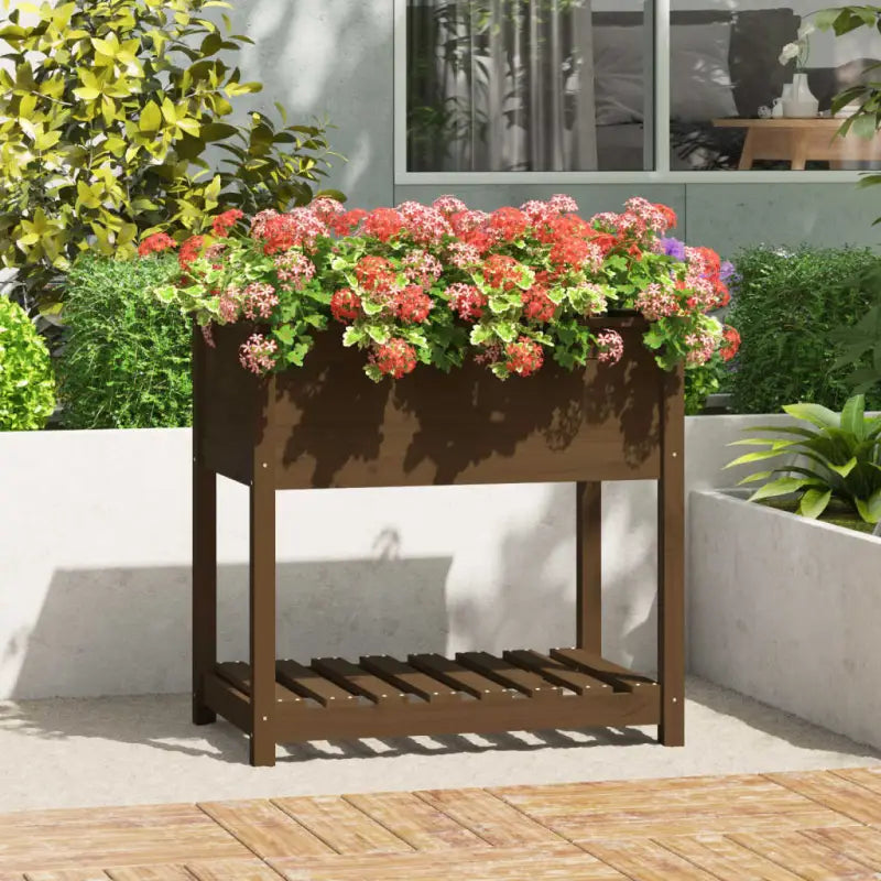 Houten plantenbak van massief grenenhout voor binnen en buiten - Honingbruin / 82.5 x 54 x 81 cm / 1 - Bloempotten &