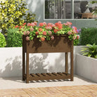 Houten plantenbak van massief grenenhout voor binnen en buiten - Honingbruin / 82.5 x 34.5 x 81 cm / 1 - Bloempotten &