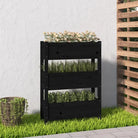 Houten plantenbak van massief grenenhout voor binnen en buiten gebruik - Zwart / 77 x 25 x 104.5 cm / 1 - Bloempotten &