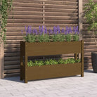 Houten plantenbak van massief grenenhout voor binnen en buiten gebruik - Honingbruin / 112 x 25 x 66 cm / 1