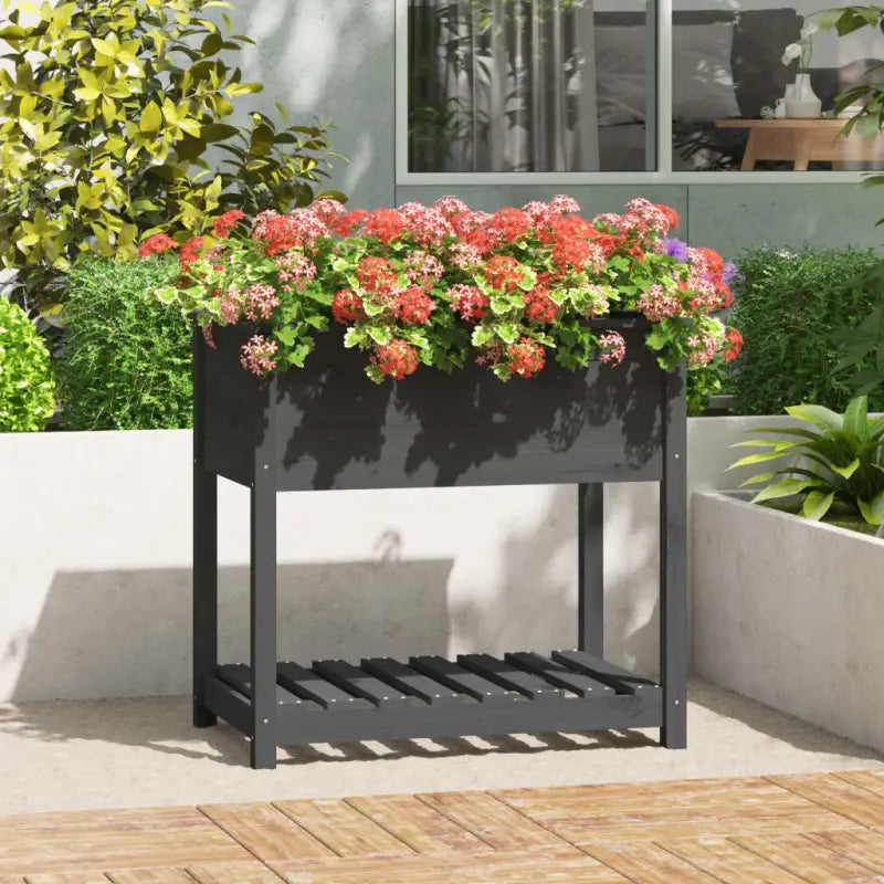 Houten plantenbak van massief grenenhout voor binnen en buiten - Grijs / 82.5 x 54 x 81 cm / 1 - Bloempotten &