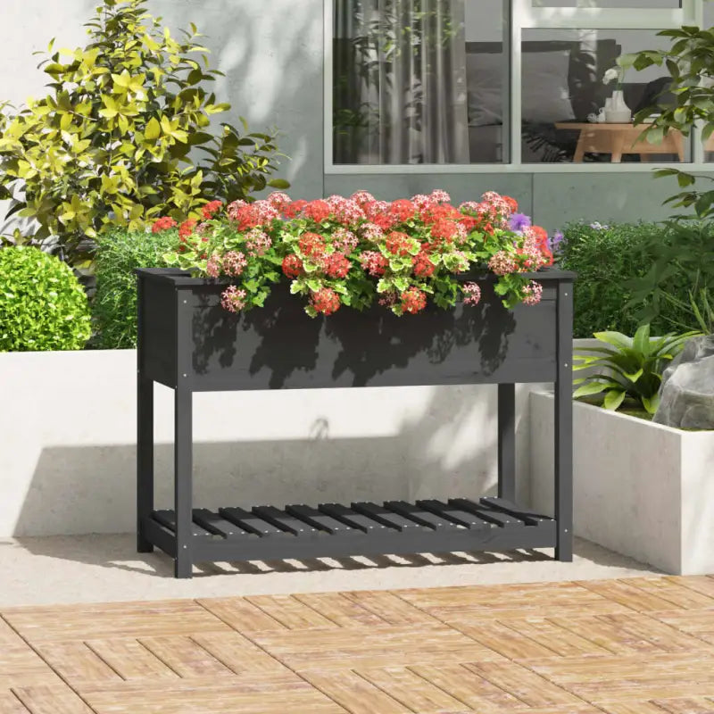 Houten plantenbak van massief grenenhout voor binnen en buiten - Grijs / 111.5 x 54 x 81 cm / 1 - Bloempotten &