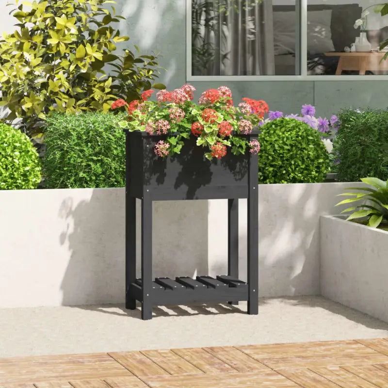 Houten plantenbak van massief grenenhout voor binnen en buiten - Grijs / 54 x 34.5 x 81 cm / 1 - Bloempotten &
