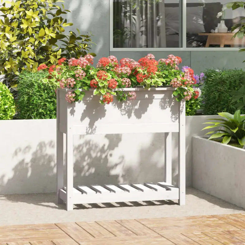 Houten plantenbak van massief grenenhout voor binnen en buiten - Wit / 82.5 x 34.5 x 81 cm / 1 - Bloempotten &