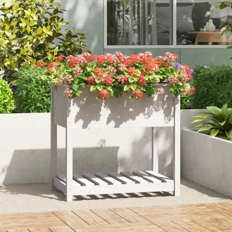 Houten plantenbak van massief grenenhout voor binnen en buiten - Wit / 82.5 x 54 x 81 cm / 1 - Bloempotten &