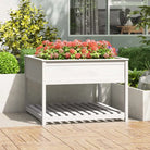 Houten plantenbak van massief grenenhout voor binnen en buiten - Wit / 111.5 x 111.5 x 81 cm / 1 - Bloempotten &