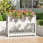 Houten plantenbak van massief grenenhout voor binnen en buiten - Wit / 111.5 x 34.5 x 81 cm / 1 - Bloempotten &