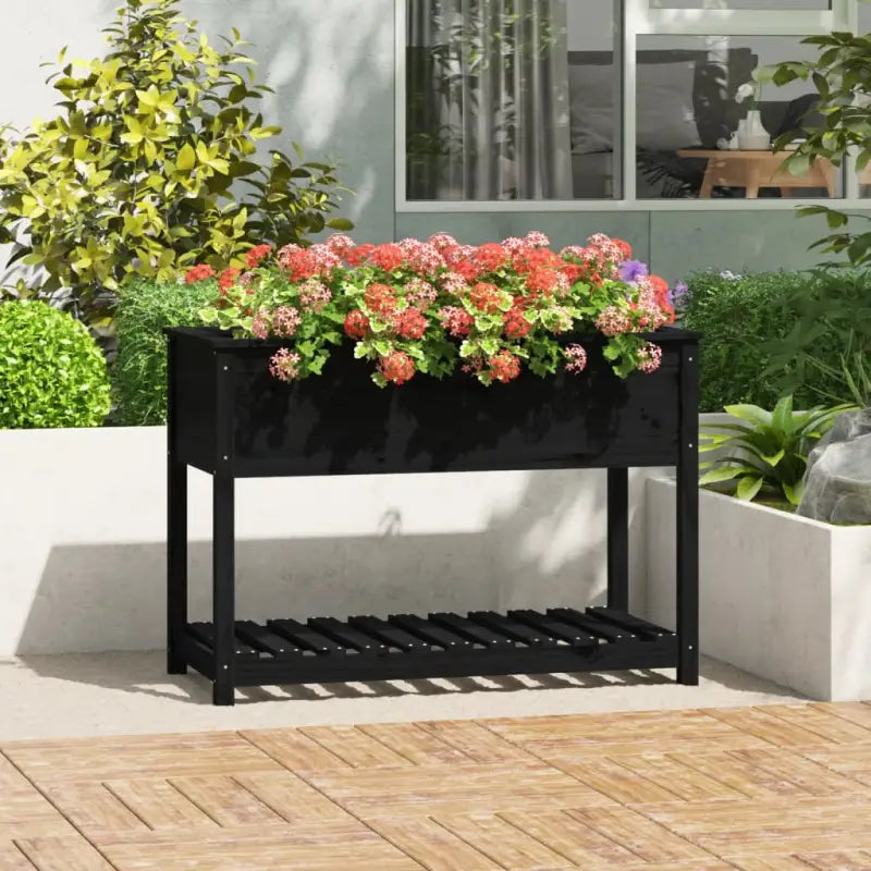 Houten plantenbak van massief grenenhout voor binnen en buiten - Zwart / 111.5 x 54 x 81 cm / 1 - Bloempotten &