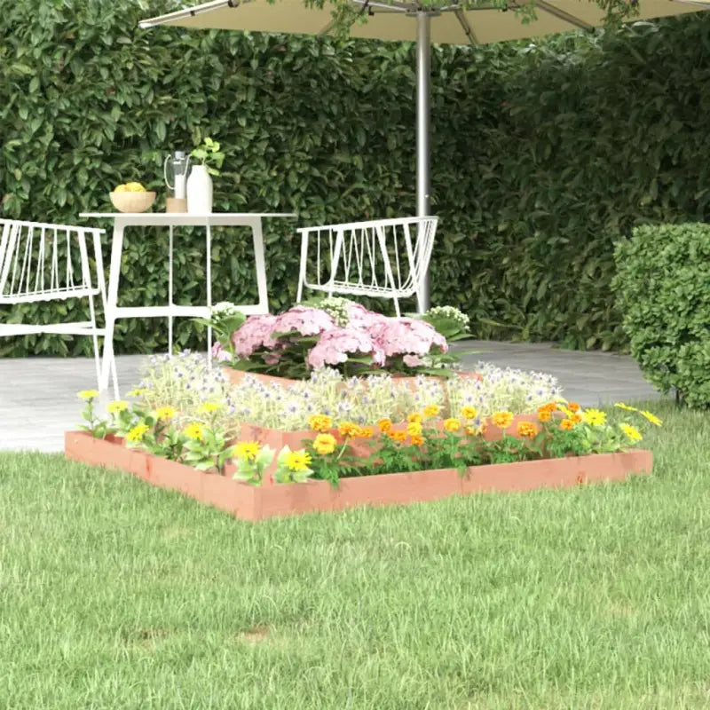 Houten plantenbak van massief grenenhout voor bloemen en planten - Natuurlijk douglashout / 110 x 110 x 27 cm / 1