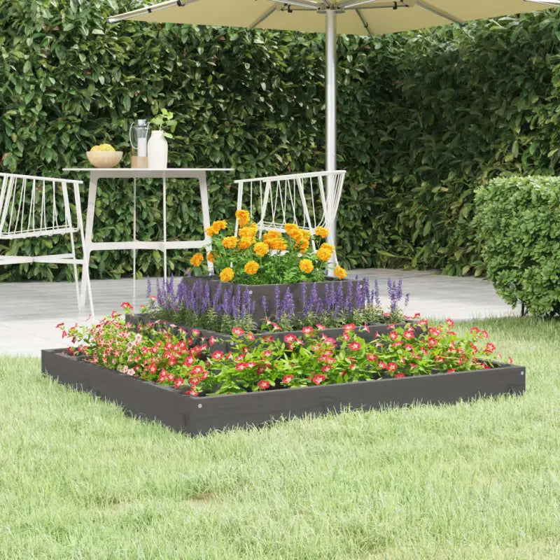 Houten plantenbak van massief grenenhout voor bloemen en planten - Grijs grenenhout / 80 x 80 x 27 cm / 1 - Bloempotten