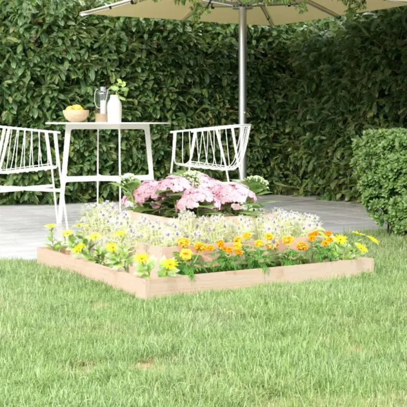 Houten plantenbak van massief grenenhout voor bloemen en planten - Natuurlijk grenenhout / 110 x 110 x 27 cm / 1