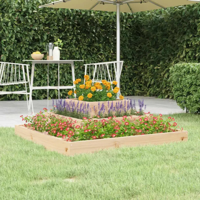 Houten plantenbak van massief grenenhout voor bloemen en planten - Natuurlijk grenenhout / 80 x 80 x 27 cm / 1