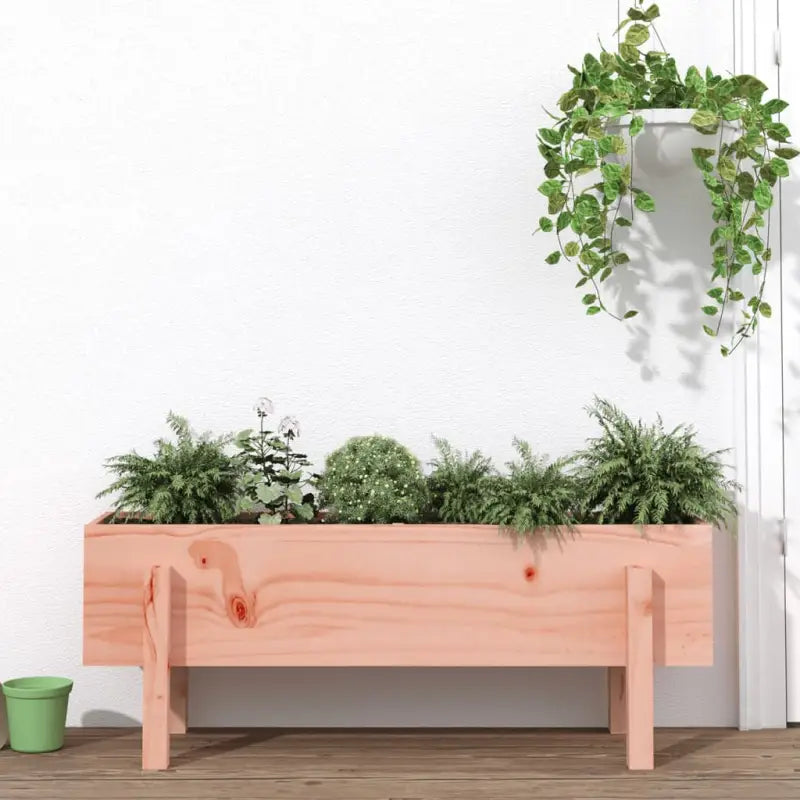 Houten plantenbak van massief grenenhout voor tuin en balkon - Natuurlijk douglashout / 101 x 30 x 38 cm / 1