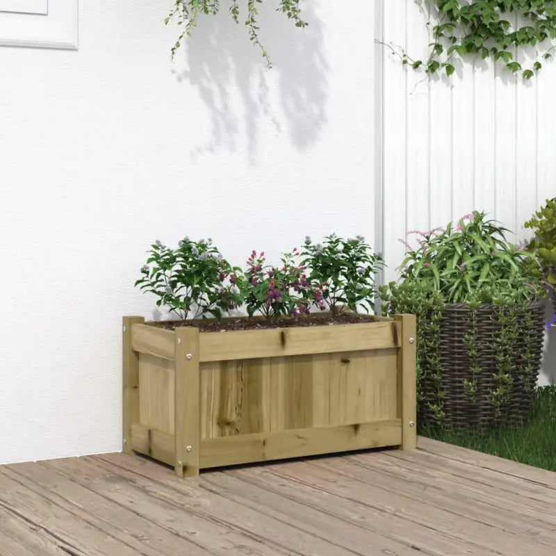 Houten plantenbakken van geïmpregneerd grenenhout voor tuin en balkon - Bruin / 2 - Bloempotten & plantenbakken