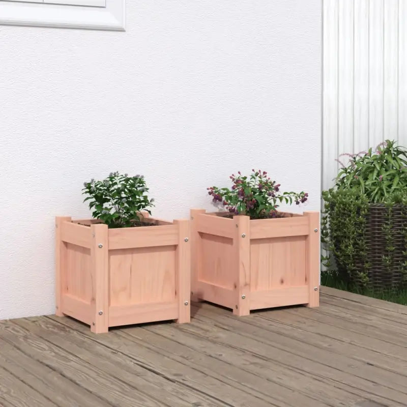 Houten plantenbakken van geïmpregneerd grenenhout voor tuin en balkon - Natuurlijk douglashout / 2 - Bloempotten &