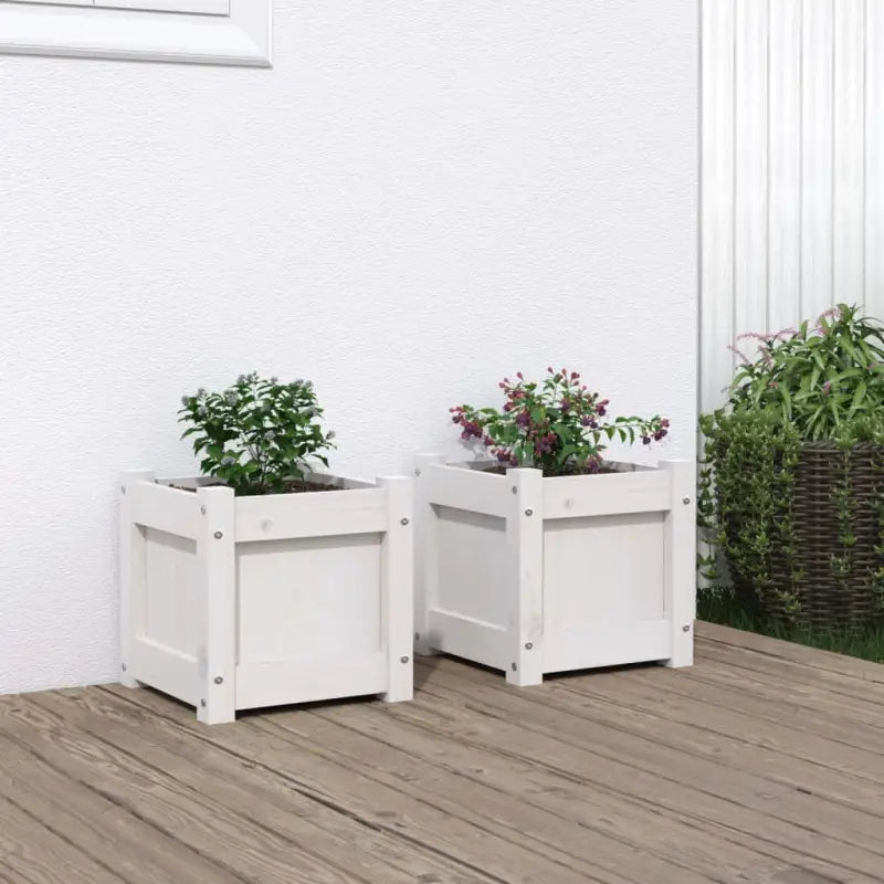 Houten plantenbakken van geïmpregneerd grenenhout voor tuin en balkon - Wit grenenhout / 2 - Bloempotten & plantenbakken