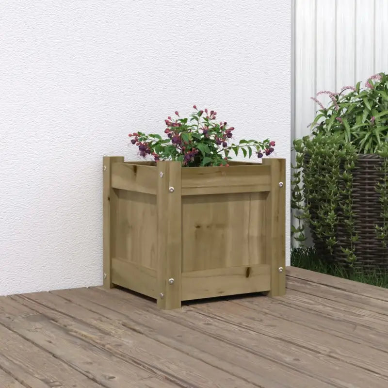 Houten plantenbakken van geïmpregneerd grenenhout voor tuin en balkon - Naturel geïmpregneerd / 1 - Bloempotten &