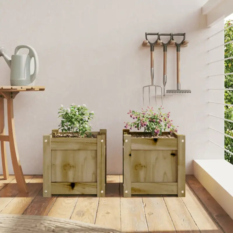 Houten plantenbakken van geïmpregneerd grenenhout voor tuin en balkon - Bloempotten & plantenbakken