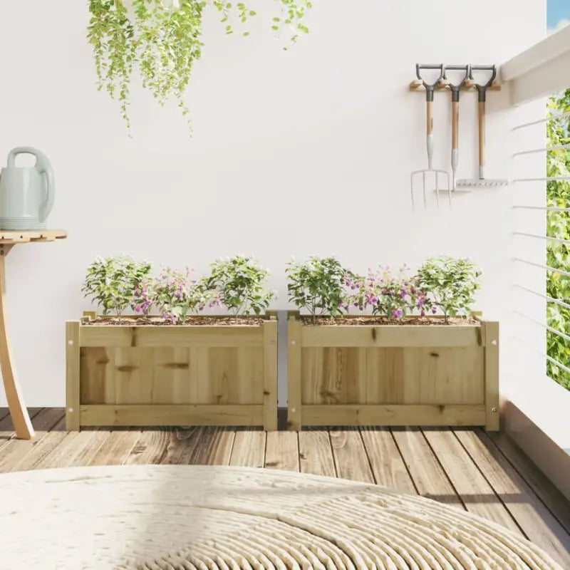 Houten plantenbakken van geïmpregneerd grenenhout voor tuin en balkon - Bloempotten & plantenbakken