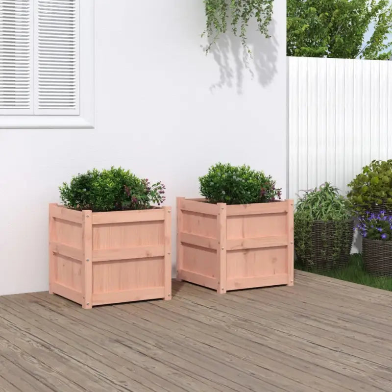Houten plantenbakken van massief grenenhout voor tuin en balkon decoratie - Natuurlijk douglashout / 2 - Bloempotten &
