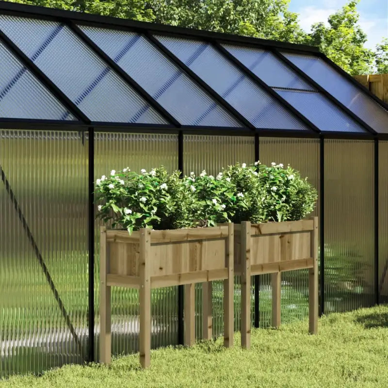 Houten plantenbakken van massief grenenhout voor tuin en terras - Naturel geïmpregneerd / 2 - Bloempotten &