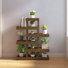 Houten plantenstandaard in massief grenenhout voor een natuurlijke uitstraling - Honingbruin / 85 x 25 x 109.5 cm / 1