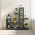 Houten plantenstandaard in massief grenenhout voor een natuurlijke uitstraling - Grijs / 92 x 25 x 97 cm / 1