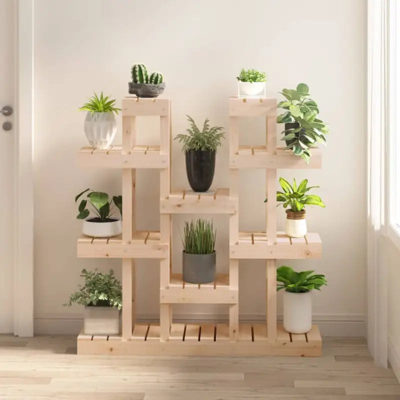 Houten plantenstandaard in massief grenenhout voor een natuurlijke uitstraling - Naturel / 104.5 x 25 x 109.5 cm / 1