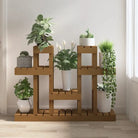 Houten plantenstandaard in massief grenenhout voor een natuurlijke uitstraling - Honingbruin / 104.5 x 25 x 77.5 cm / 1