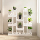 Houten plantenstandaard in massief grenenhout voor een natuurlijke uitstraling - Wit / 104.5 x 25 x 109.5 cm / 1