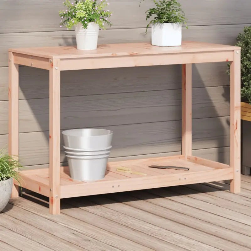 Houten plantenstandaard van massief grenenhout voor binnen en buiten - Natuurlijk douglashout / 108 x 50 x 75 cm / 1
