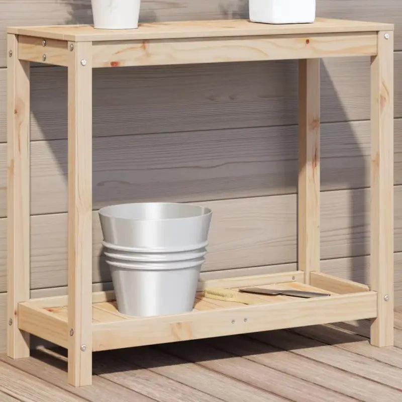 Houten plantenstandaard van massief grenenhout voor binnen en buiten - Natuurlijk grenenhout / 82.5 x 35 x 75 cm / 1