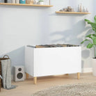 Houten platenkast met hoogglans wit afwerking en bewerkt hout - Hoogglans wit / 1 - Cd- & dvd-kasten