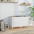 Houten platenkast met hoogglans wit afwerking en bewerkt hout - Wit / 1 - Cd- & dvd-kasten