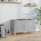 Houten platenkast met hoogglans wit afwerking en bewerkt hout - Betongrijs / 1 - Cd- & dvd-kasten
