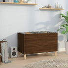 Houten platenkast met hoogglans wit afwerking en bewerkt hout - bruin eikenkleur / 1 - Cd- & dvd-kasten