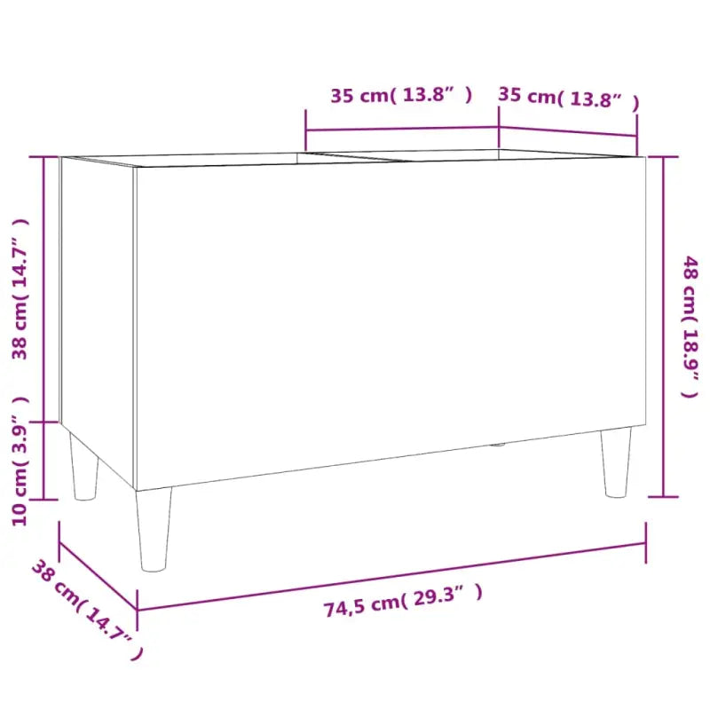 Houten platenkast met hoogglans wit afwerking en bewerkt hout - Cd- & dvd-kasten
