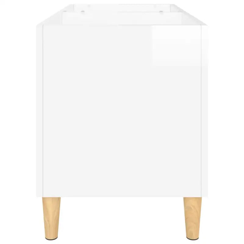 Houten platenkast met hoogglans wit afwerking en bewerkt hout - Cd- & dvd-kasten