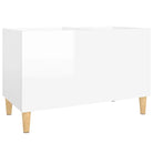Houten platenkast met hoogglans wit afwerking en bewerkt hout - Cd- & dvd-kasten