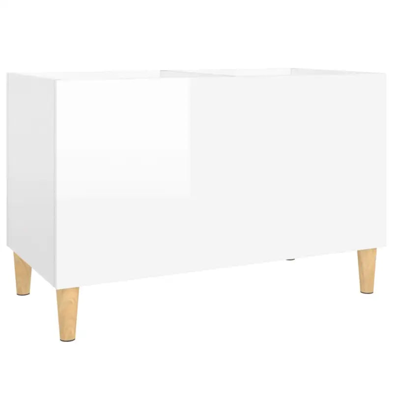 Houten platenkast met hoogglans wit afwerking en bewerkt hout - Cd- & dvd-kasten