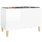Houten platenkast met hoogglans wit afwerking en bewerkt hout - Cd- & dvd-kasten