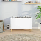 Houten platenkast met hoogglans wit afwerking en bewerkt hout - Cd- & dvd-kasten