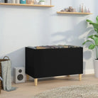 Houten platenkast met hoogglans wit afwerking en bewerkt hout - Zwart / 1 - Cd- & dvd-kasten