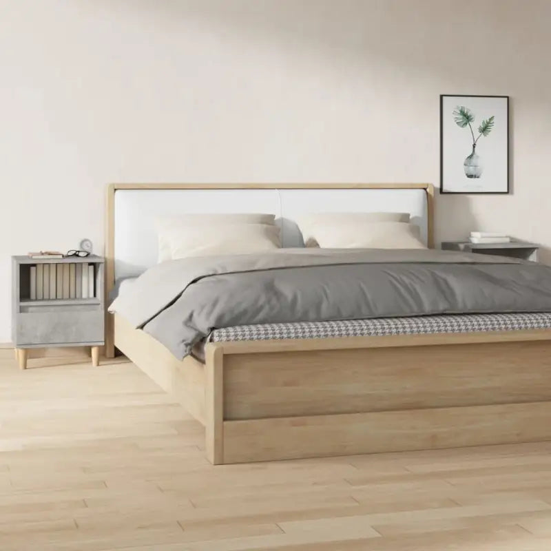 Houten Poten Nachtkastje met Elegant en Duurzaam Design - Betongrijs / 2 - Nachtkastjes