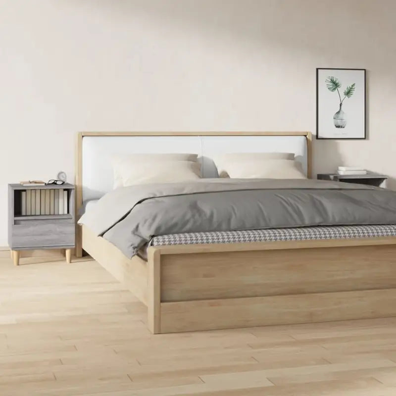 Houten Poten Nachtkastje met Elegant en Duurzaam Design - Grijs sonoma / 2 - Nachtkastjes