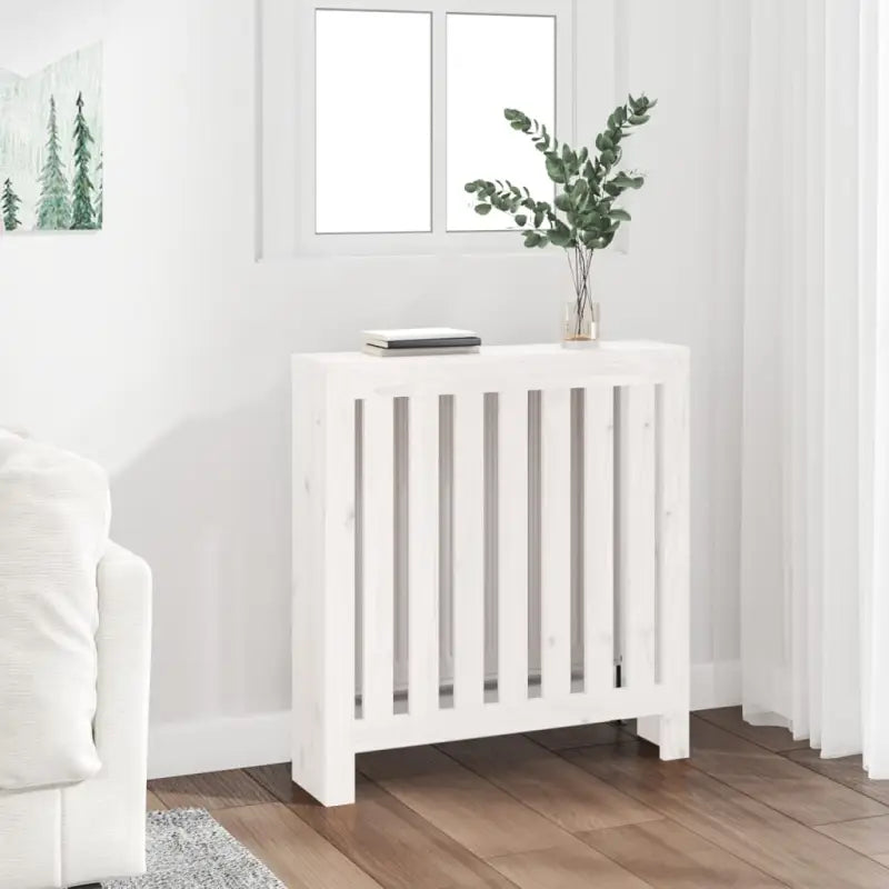 Houten radiatorombouw van massief grenenhout voor extra stijl en functionaliteit - Wit / 79.5 x 19 x 84 cm / 1