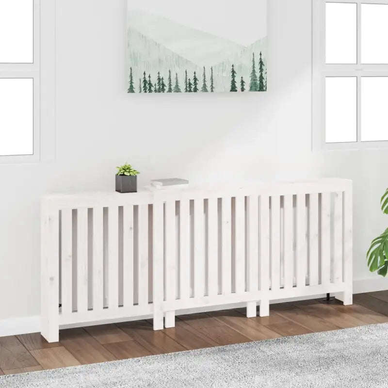 Houten radiatorombouw van massief grenenhout voor extra stijl en functionaliteit - Wit / 210 x 21 x 85 cm / 1